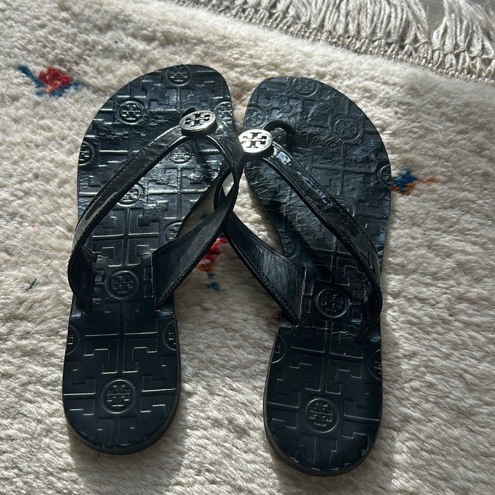 Authentic Tory Burch Black Thong Sandals
